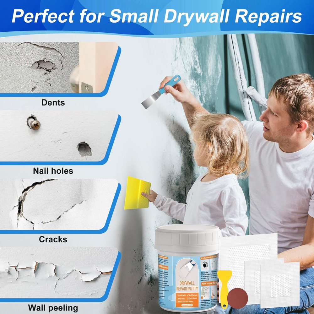 Drywall Repair Kit, Patch 8.8OZ White Wall Putty Kit