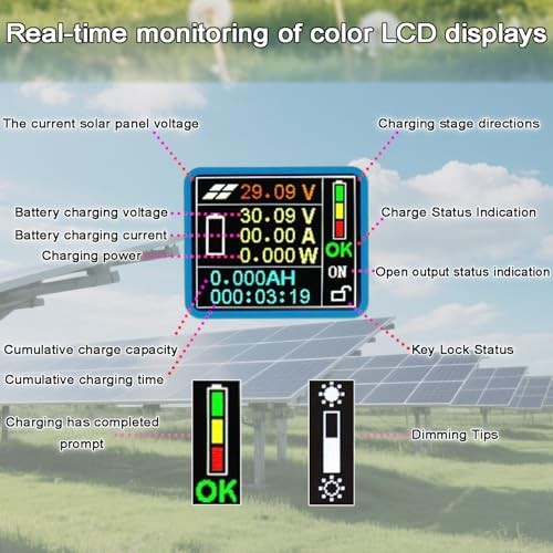 10A Solar Charge Controller Battery Solar Panel MPPT with LCD Display for