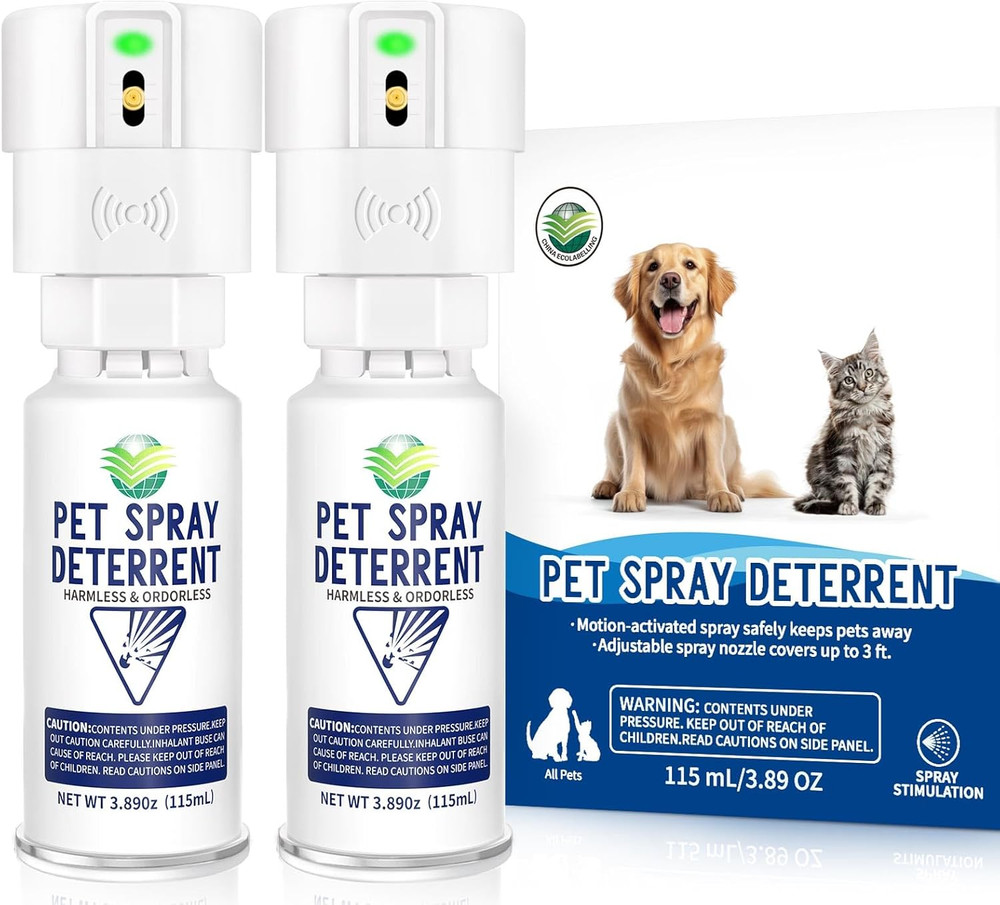 Cat Spray Deterrent System[2 Pack], Motion Activated Cat System, Pet Spray Deter