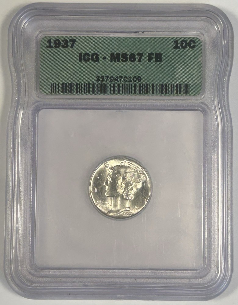 1937 Mercury Dime ICG MS 67 FB
