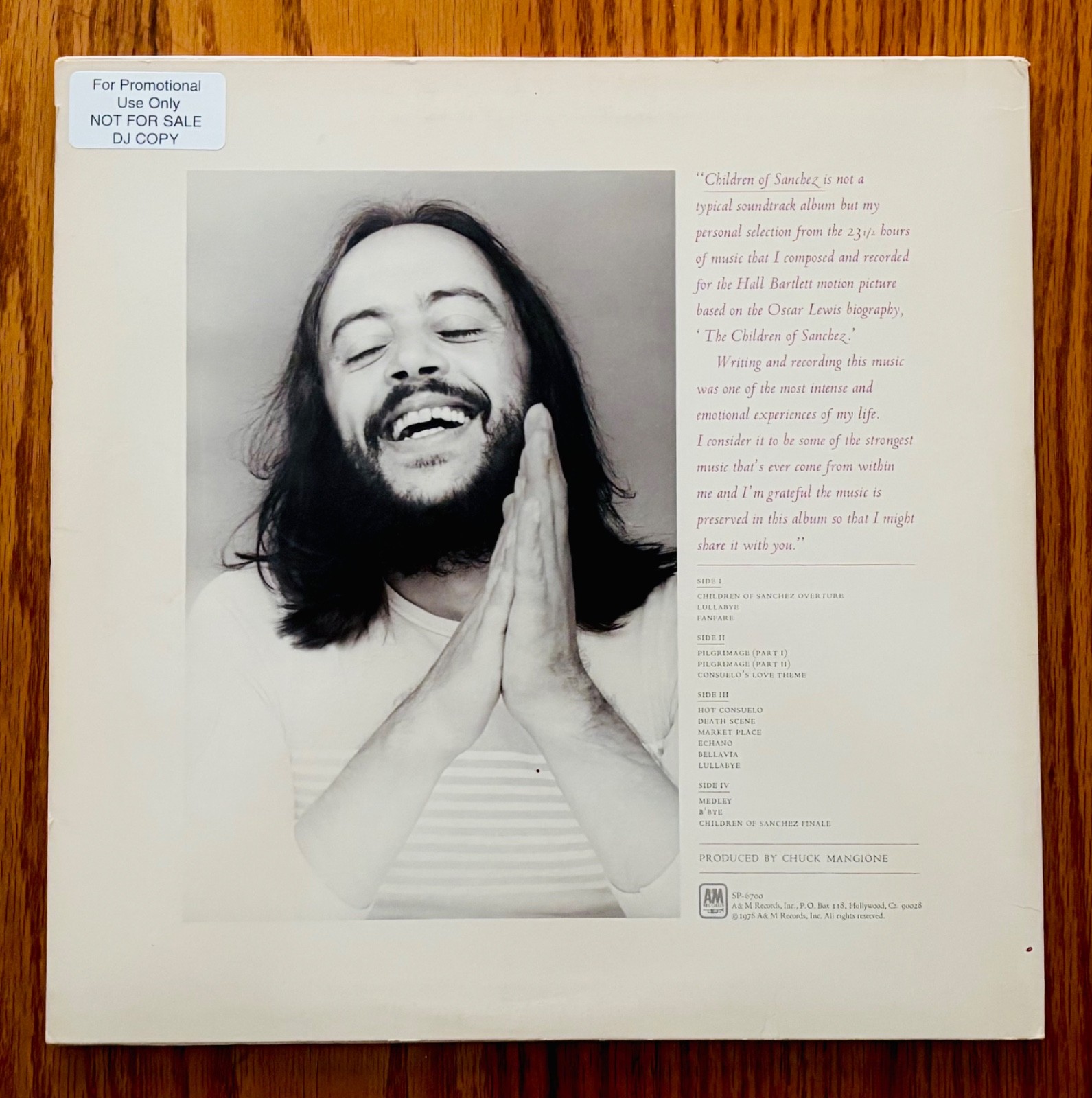 CHUCK MANGIONE~Signed CHILDREN OF SANCHEZ DJ/Promo Double Album~Near Mint