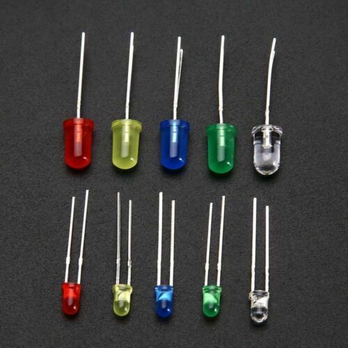 200Pcs 3mm 5mm LED Light White Yellow Red Blue Green Assortment Diodes Kit Box