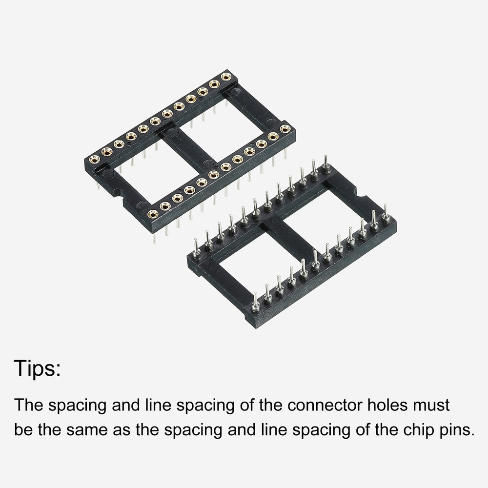 6 Pack DIP IC Chip Socket Adapter Round Pin 24P 2.54mm Pitch IC Socket