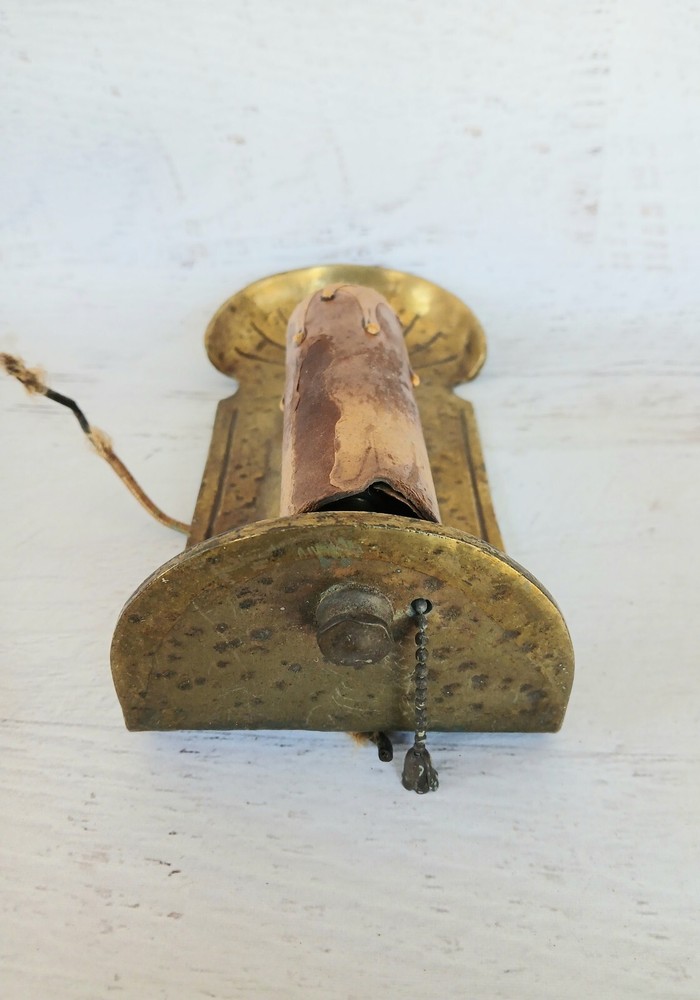 Early Original Cast Hammered Solid Bronze Candle Sconce Light Lamp