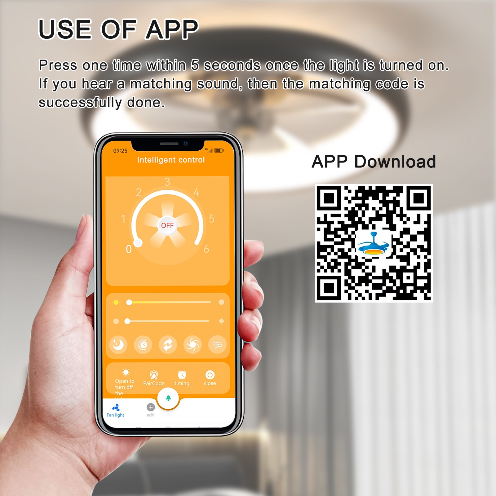 Black LED Modern 22 inch Ceiling Fan Light Flush Mount w APP Remote Control Kit