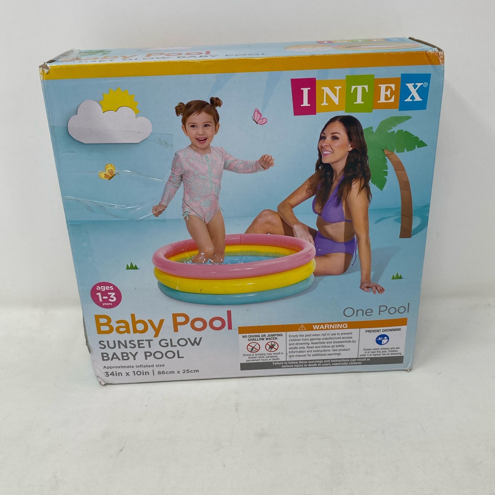 Intex Sunset Glow Baby Pool, Multicolor 34in x 10in