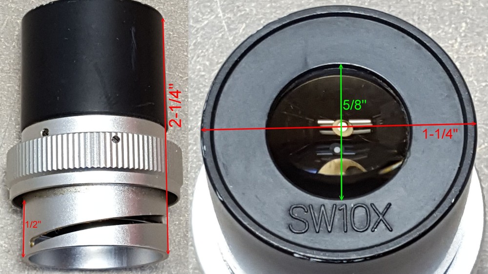 SW10X Microscope Eyepiece. We don’t know what machine it was pulled from.