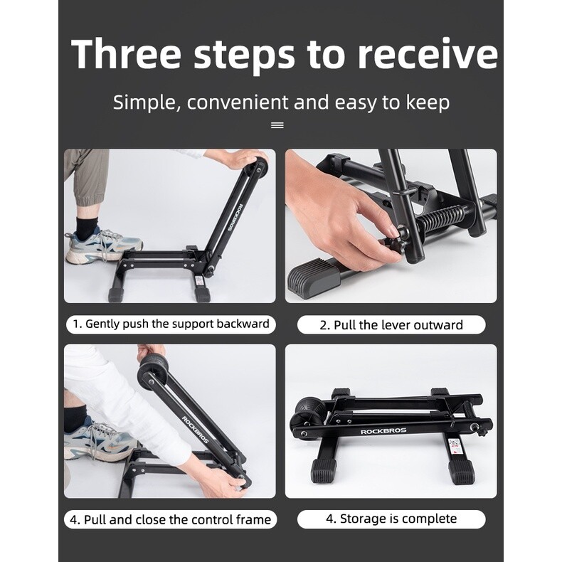 ROCKBROS Foldable Bike Parking Stand 20-29" Carbon Steel Floor Stand Rack