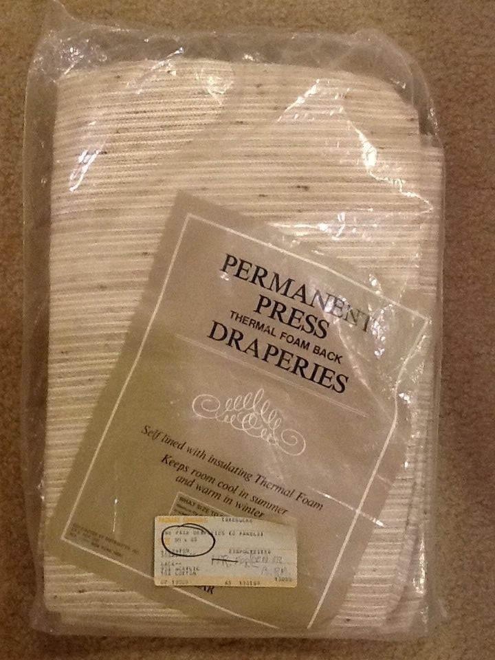 ONE PAIR THERMAL FOAM BACK DRAPERIES 50x45 IRREGULAR