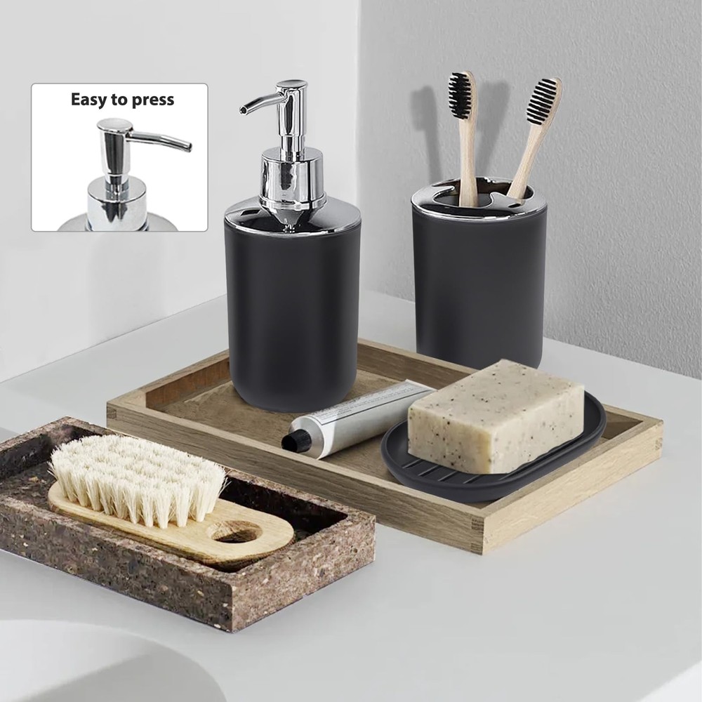 Bathroom Accessories Set 6 Piece Bath Ensemble Includes Soap Dispenser, Tooth...