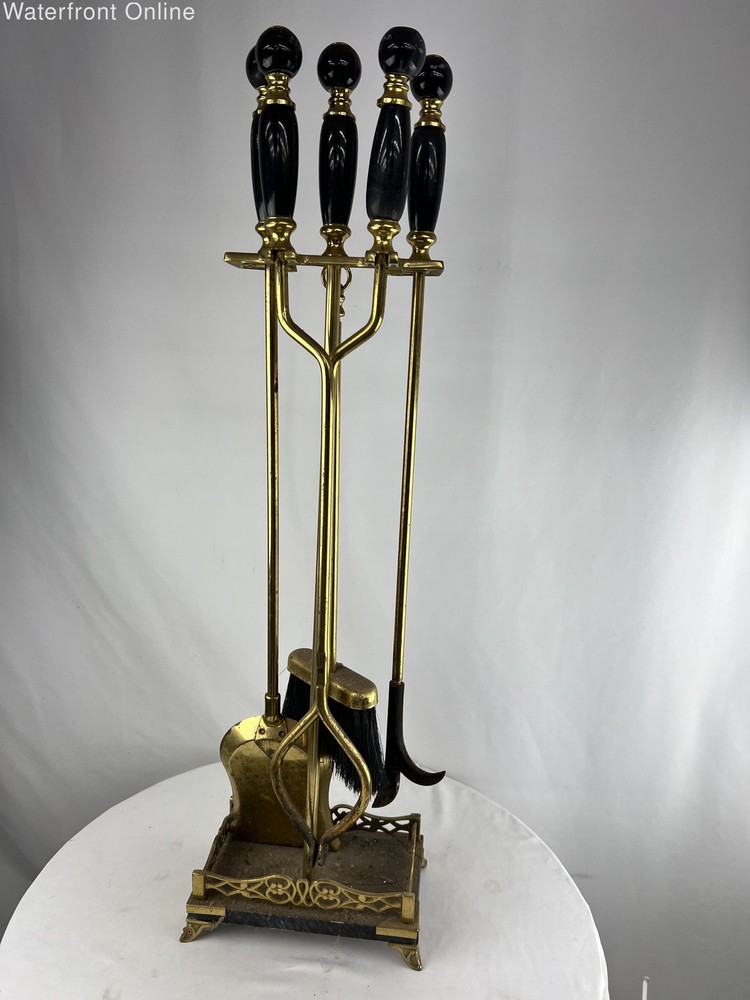 Marble Handle Brass Fireplace Tool Set Italian Style Base