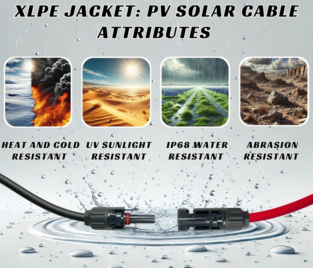 WindyNation 12 AWG 40ft Black Red PV Solar Panel Extension Cable Wire