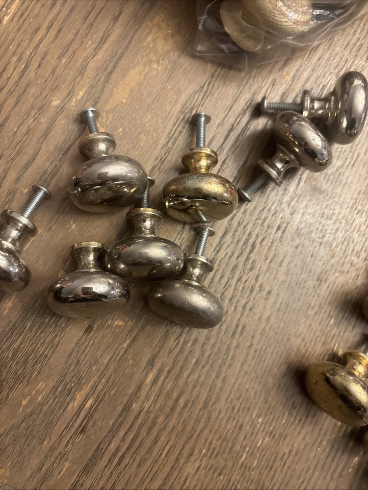 23 Brass/Silver Mid Century Modern Drawer Pulls Knobs Hardware LOT