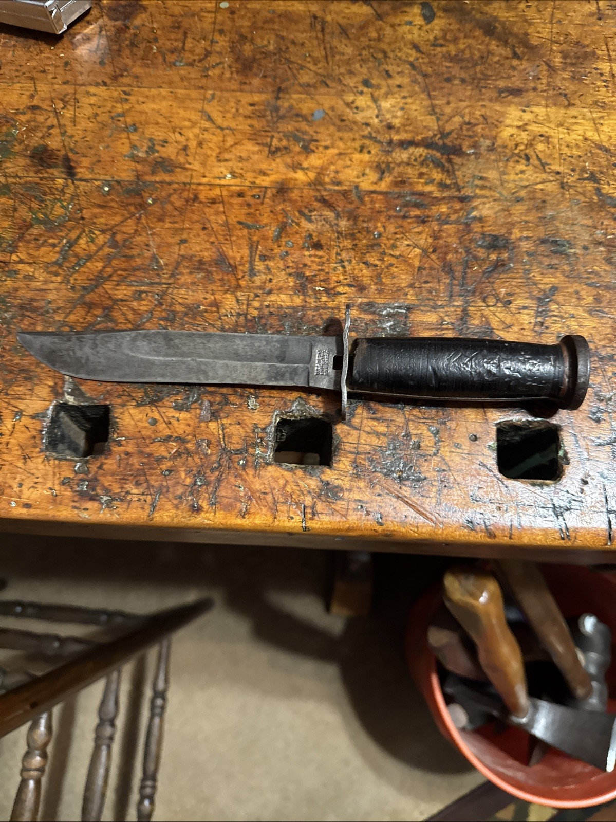 VINTAGE WESTERN BOULDER COLO PAT'D FIGHTING KNIFE MILITARY