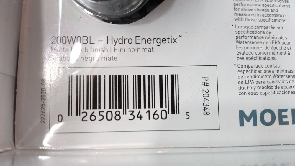 Moen 200W0BL Hydro Energetix 8-Function, 5" Diameter Spray Head - Matte Black
