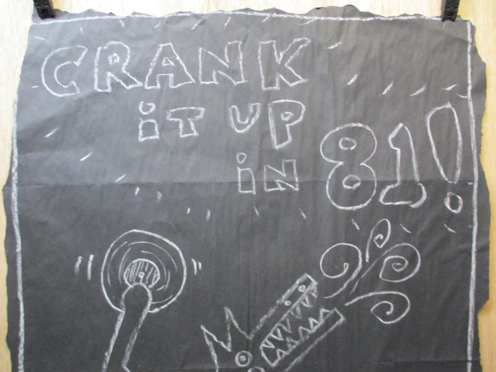 SUBWAY DRAWING chalk on black paper NYC wolfguy DJ Crank it up 81! KEITH HARING