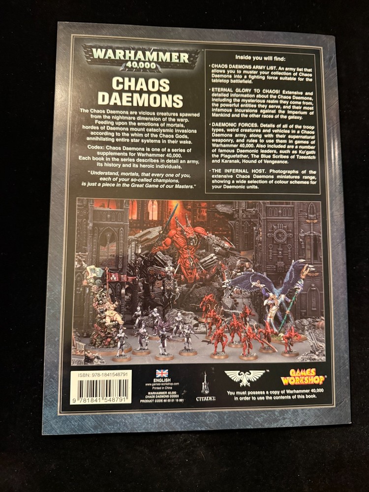Games Workshop Warhammer 40k Chaos Daemons Codex Rulebook 4th Edition