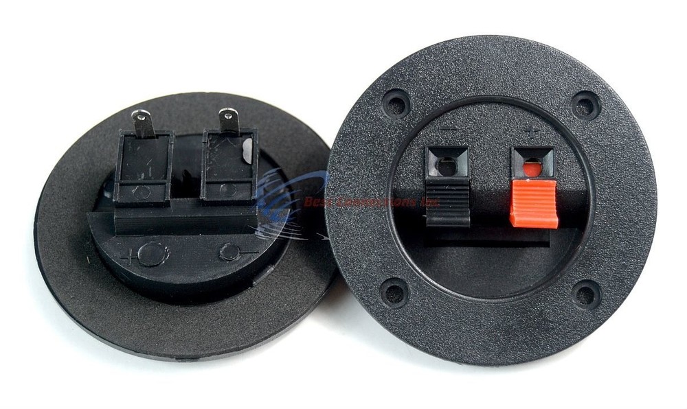 2 PCS Audiopipe Round Push Spring Terminal Cup Connector Speaker Subwoofer