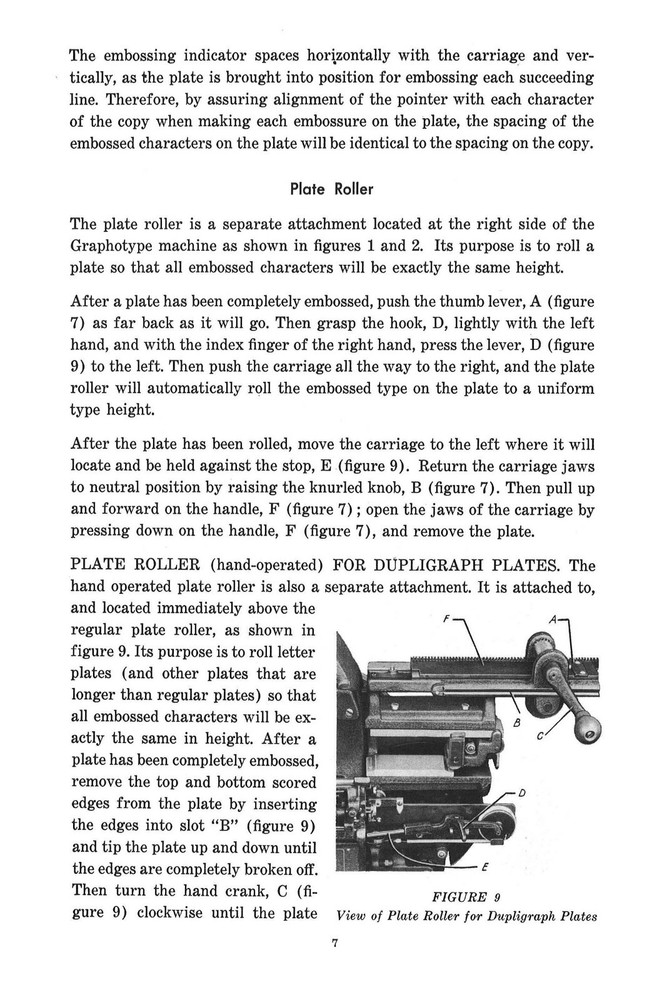 Instructions For Operating Class 6300 Graphotype Owners MANUAL