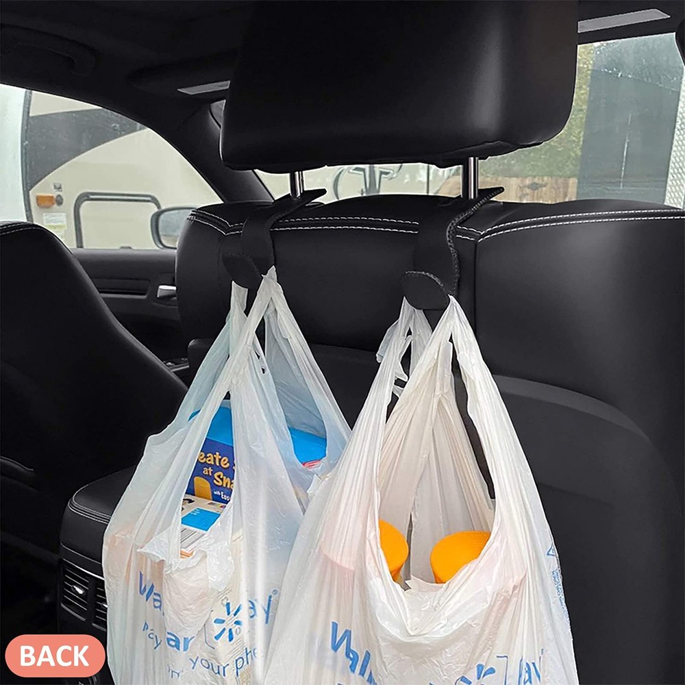 Leather Car Headrest Hooks Black 4 Pack Matches Car Interior for Storage
