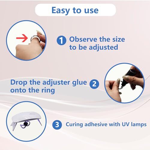 Innovative Ring Size Adjuster Adhesive with UV Light- Adjusts Any Ring Size,