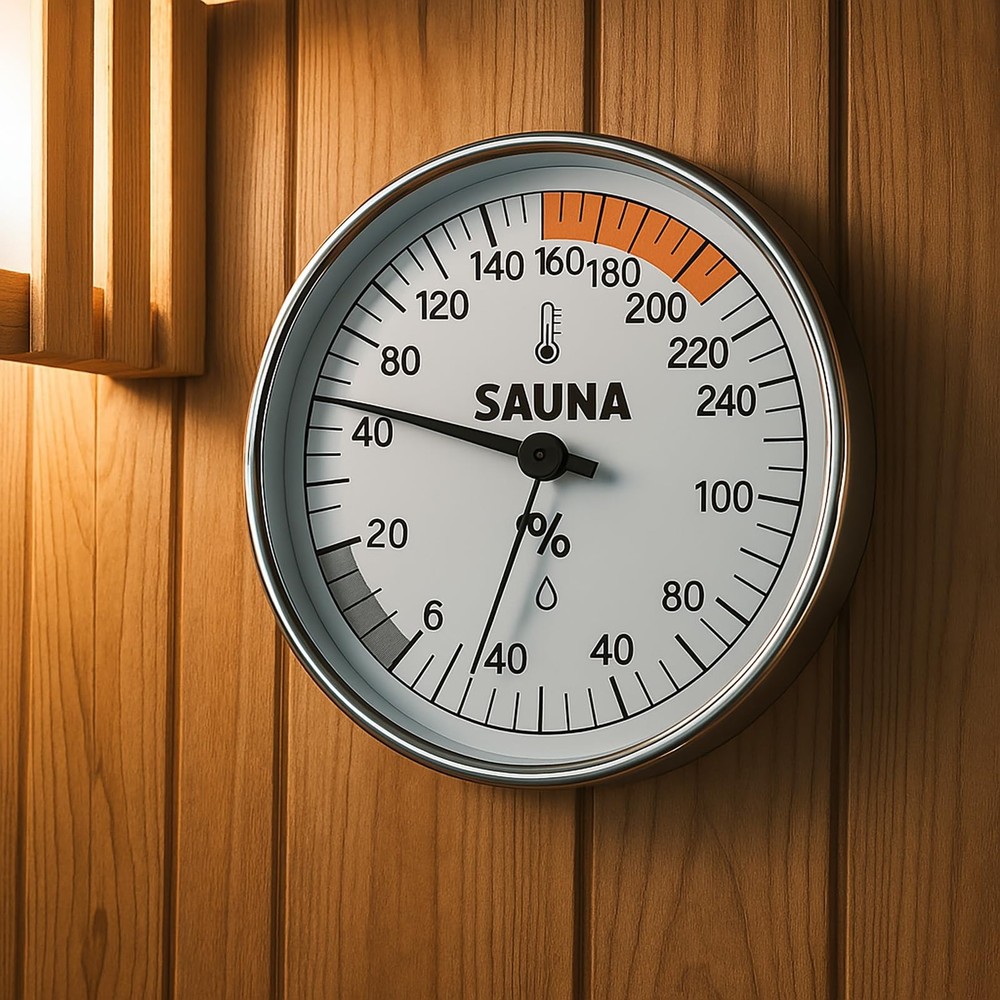 Sauna Thermometer and Hygrometer Combo – Precise Temperature & Silver