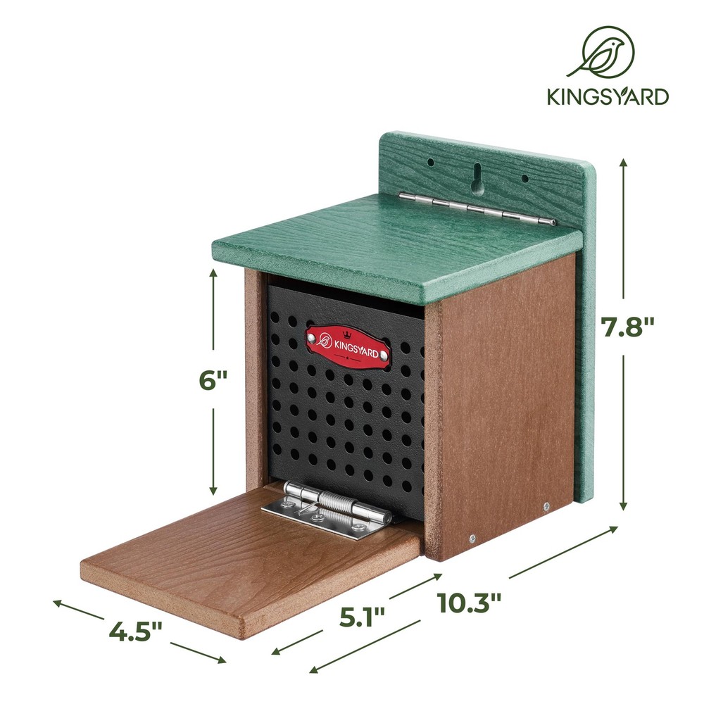 Kingsyard Recycled Plastic Squirrel Feeder Box for Outside - Durable & Easy Inst