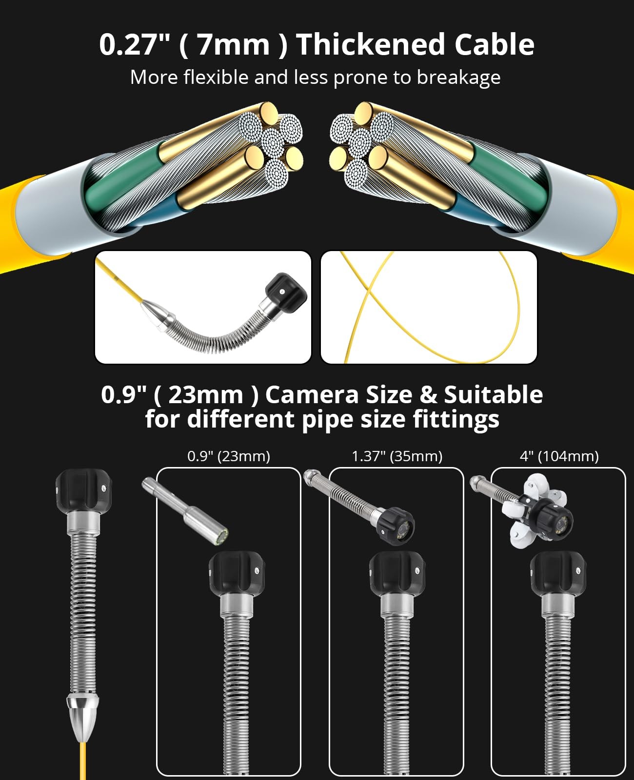 Sewer Camera with 512Hz Locator, 165FT/50M Pipe Inspection Camera with 9"