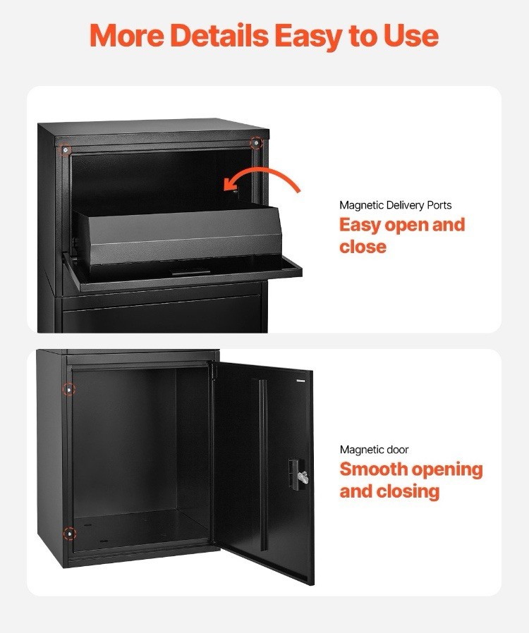 Parcel Mailbox Package Delivery Boxes for Outside 38.6 in Anti-Theft Lockable