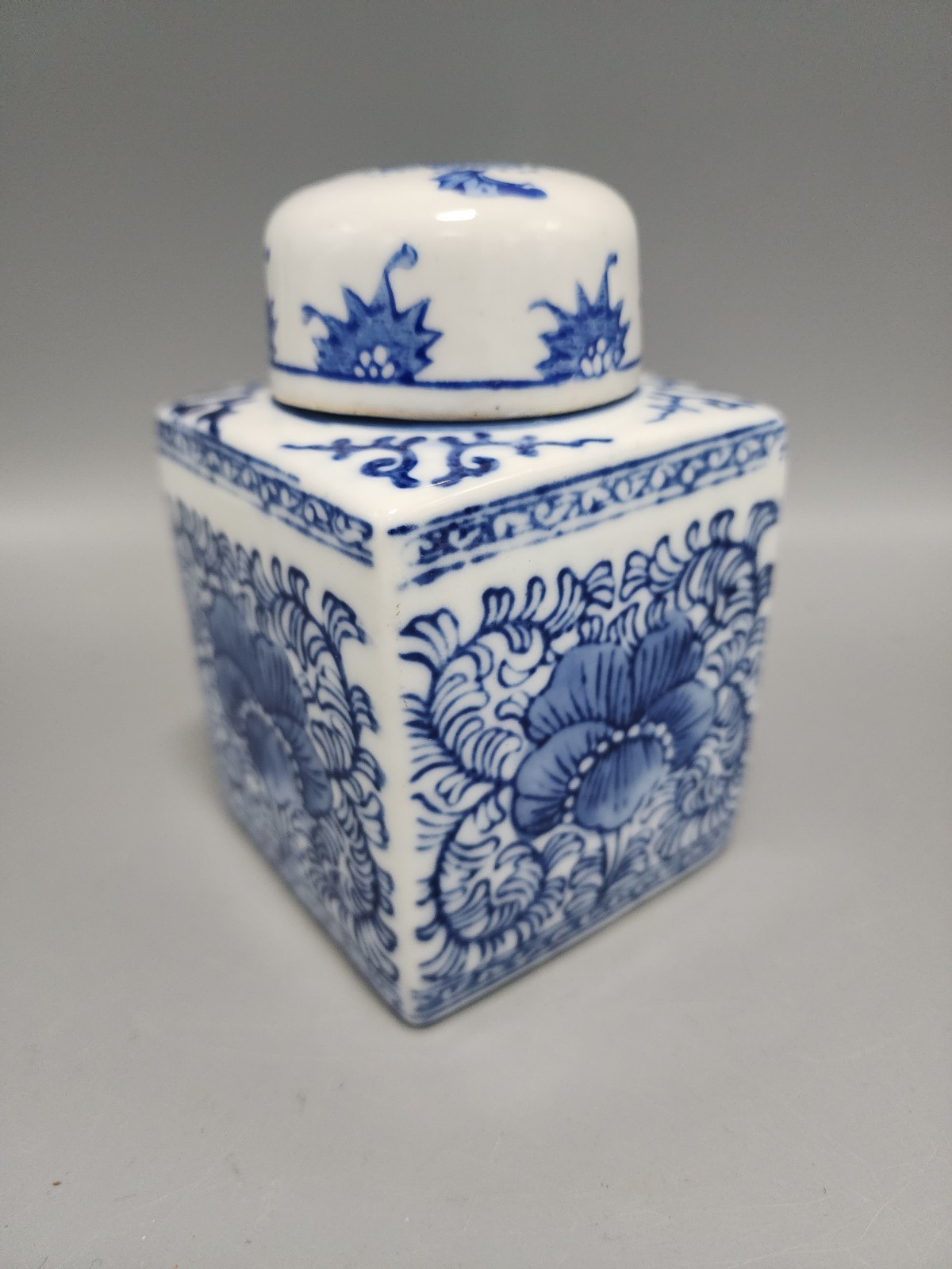 Small Square Blue & White Ginger Jar Canton Collection by Two's Company