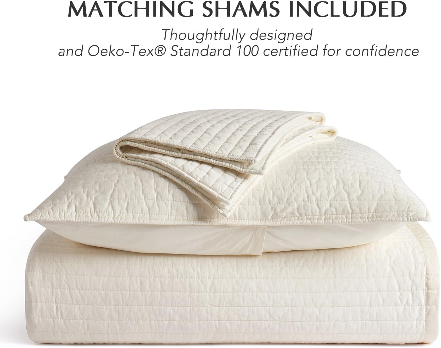 Cotton Sateen Quilt Set King Size, Pre-Washed Cotton Channel Stitch Coverlet Bed