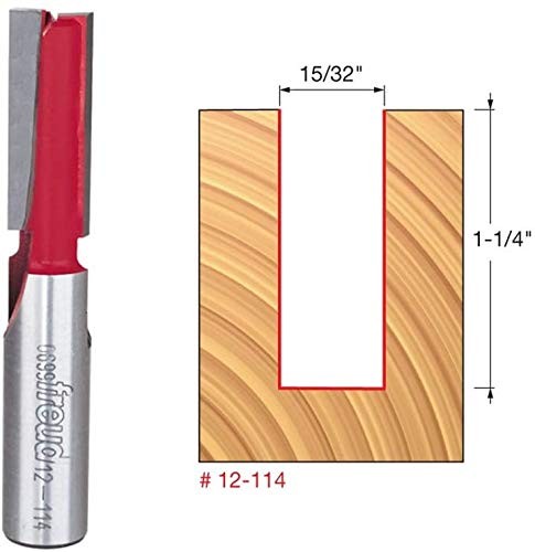 Freud 12-114 15/32" Diameter Double Flute Straight Bit (Eclipse Grind)