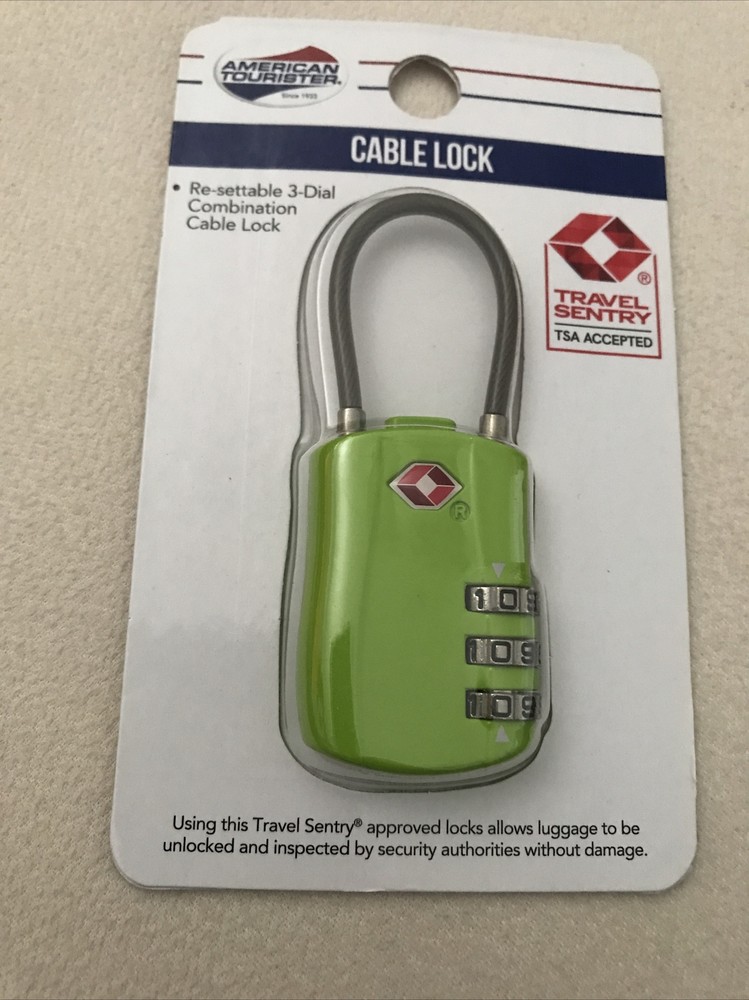 American Tourister Cable Lock - Risky Lime. TSA Accepted.