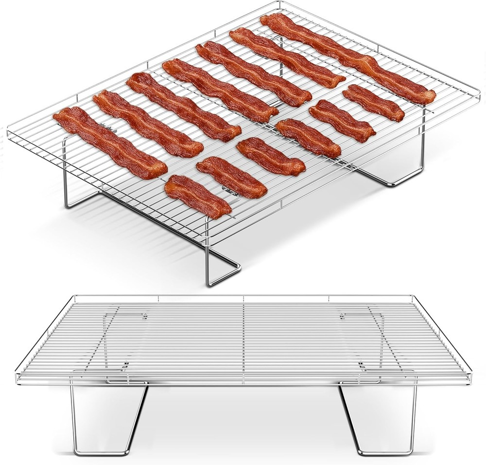 Flip-Free Crispmaster 1st Ever 4-Inch Elevated Roasting & Baking Rack for 360...