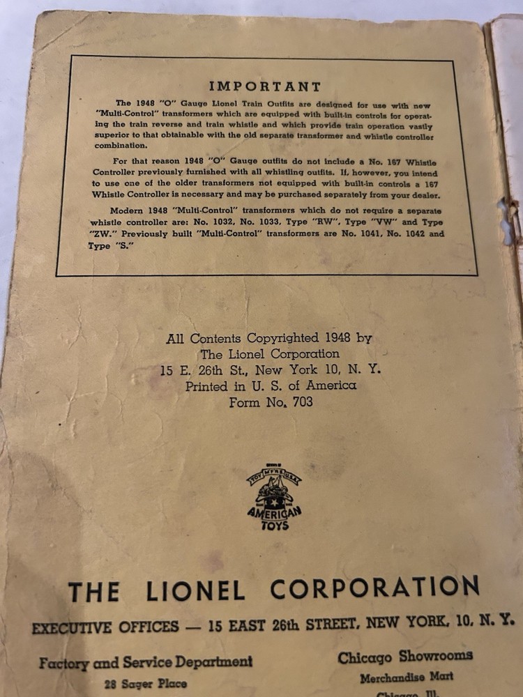 Instructions For Assembling and Operating Lionel Trains - 1948