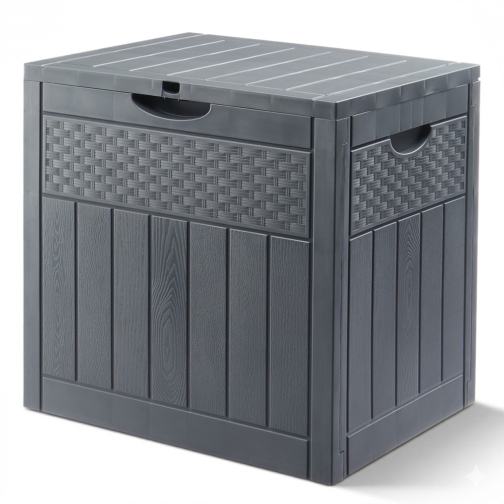 33Gallon Deck Box, Outdoor Storage Box with Lockable Lid, Easy Assembly Durable
