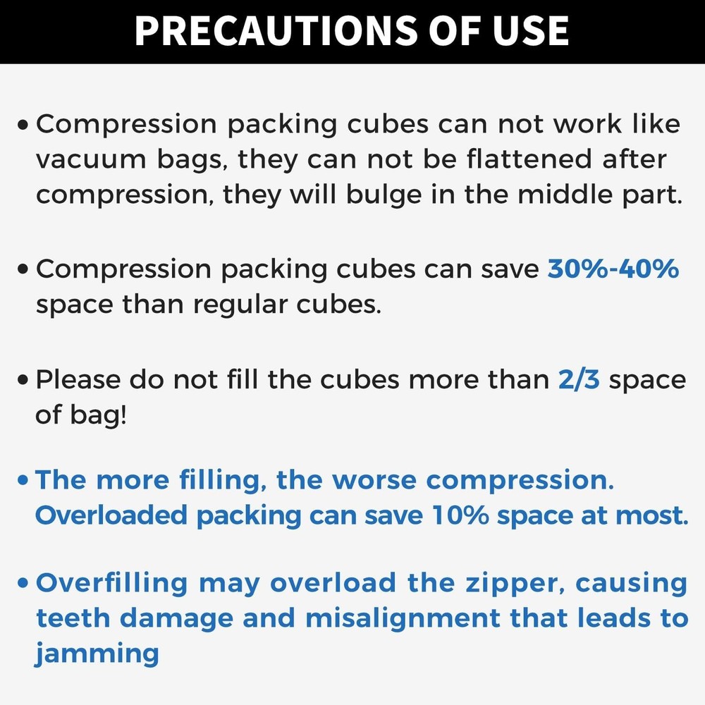 4 Set/6 Set/8 Set Compression Packing Cubes Travel Accessories Expandable Pac...