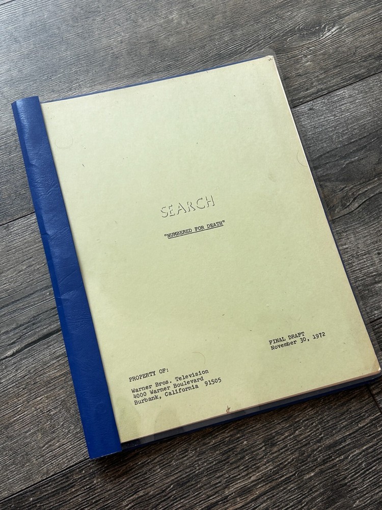 SEARCH TV Show Script Numbered For Death Final Draft Nov 30 1972 Lou Shaw