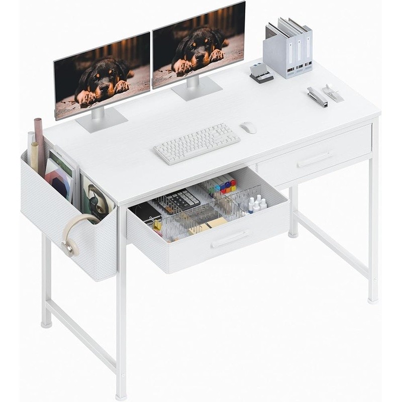 Compact Computer Desk W/ 2-Tier Drawers Bedroom Study Room Vanity Makeup New