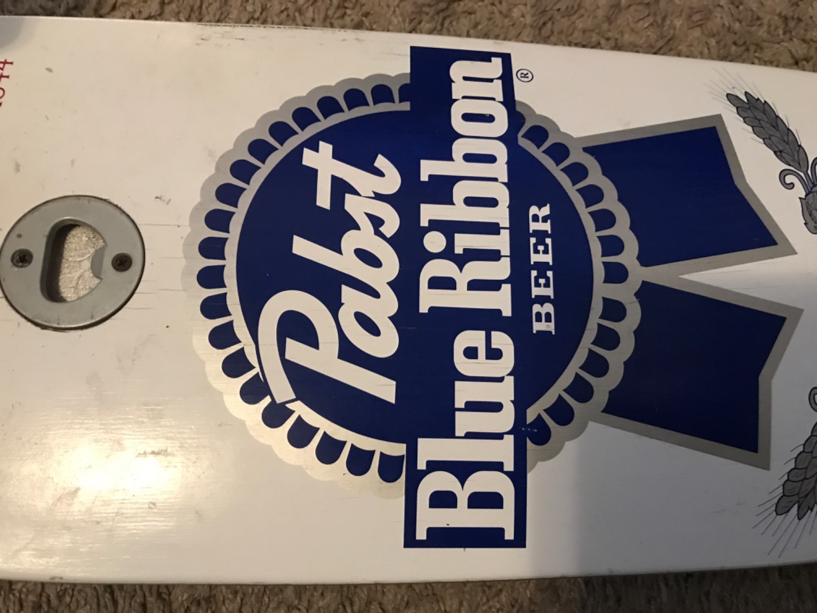Santa Cruz x Pabst Blue Ribbon "Cold One" Skateboard Deck Built-in Bottle Opener