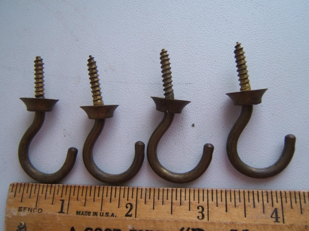 12 VINTAGE BRASS CEILING or CUP HOOKS 2 DIFFERENT STYLES