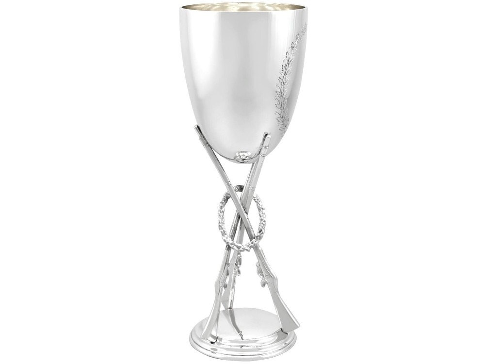 Antique Victorian Sterling Silver Rifle Presentation Cup (1885)