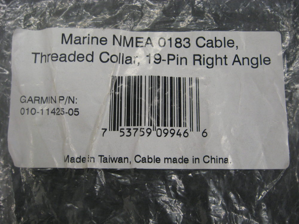 Garmin 010-11425-05 Marine NMEA 19-Pin Right Angle Threaded Collar 0183 Cable