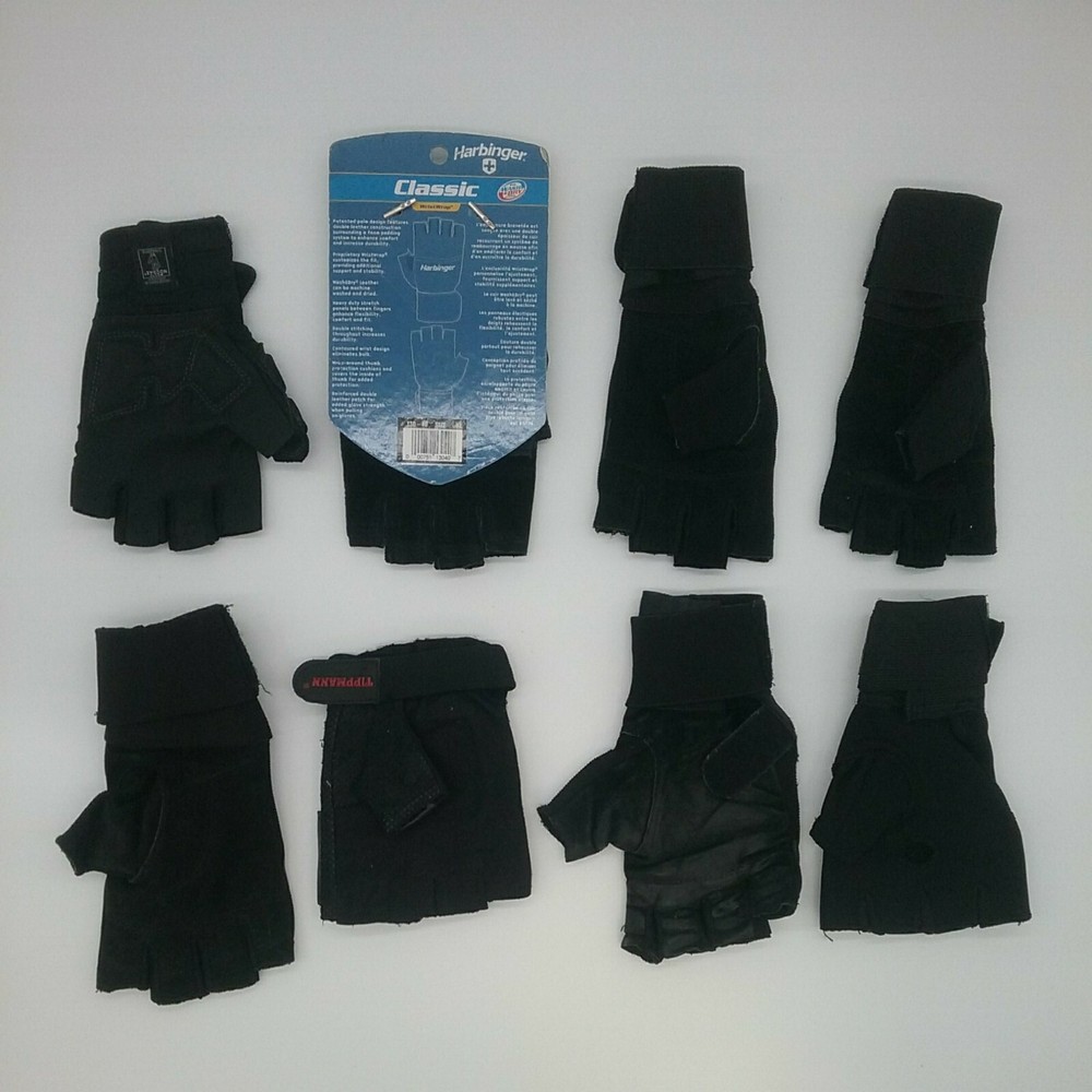 Mismatched Half-Finger Training Gloves - Pack of 8 - Black - Assorted Sizes
