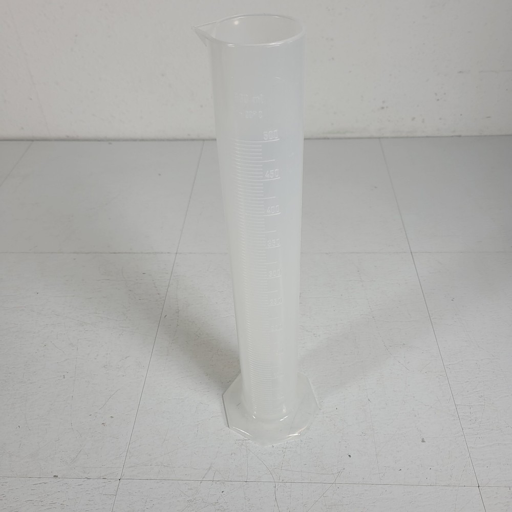 500 mL Graduated Cylinder With Hex Base Clear Plastic Polypropylene