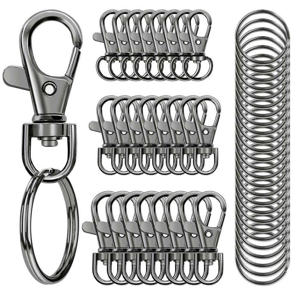 Swivel Snap Hooks with Key Rings Lobster Clasps for Keychains