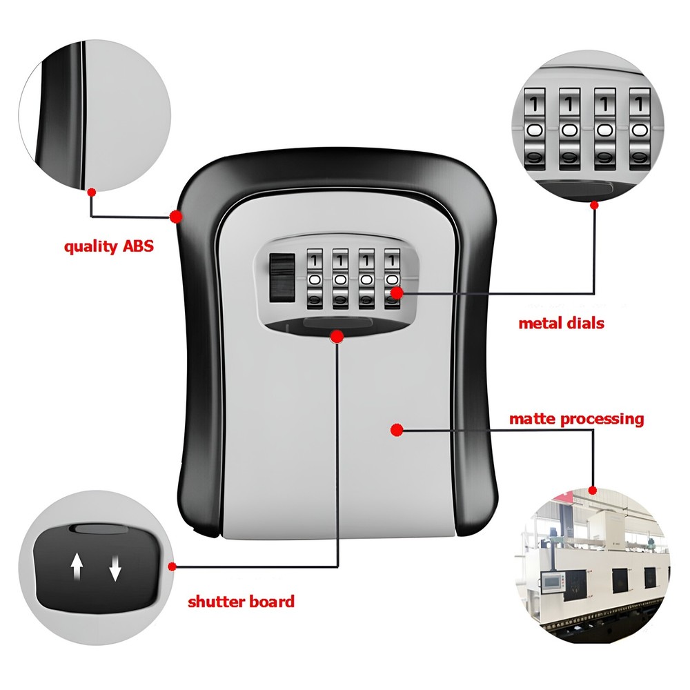 4 Digit Key Safe Lock Box Combination Wall Mount Security Storage Case Organizer