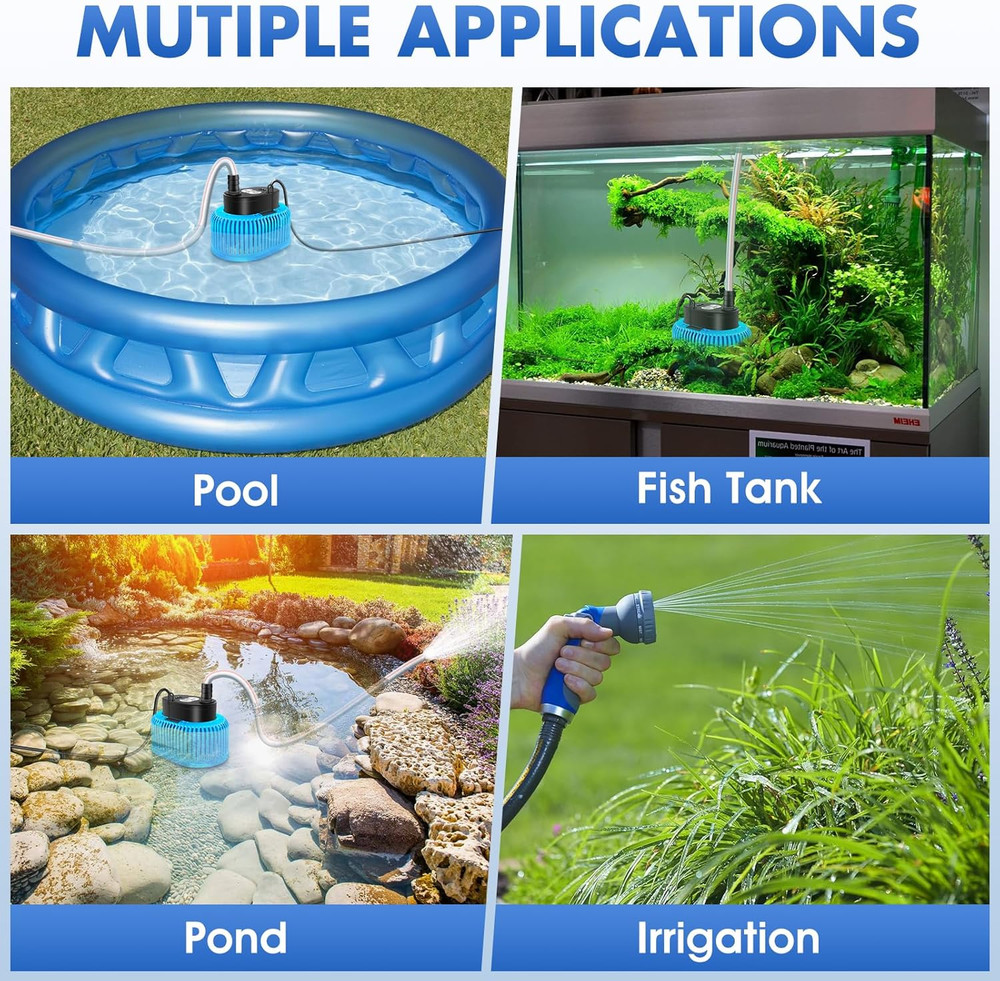 Pool Cover Pump above Ground, Automatic Water Sensor, Sump Pump for Pool Drainin
