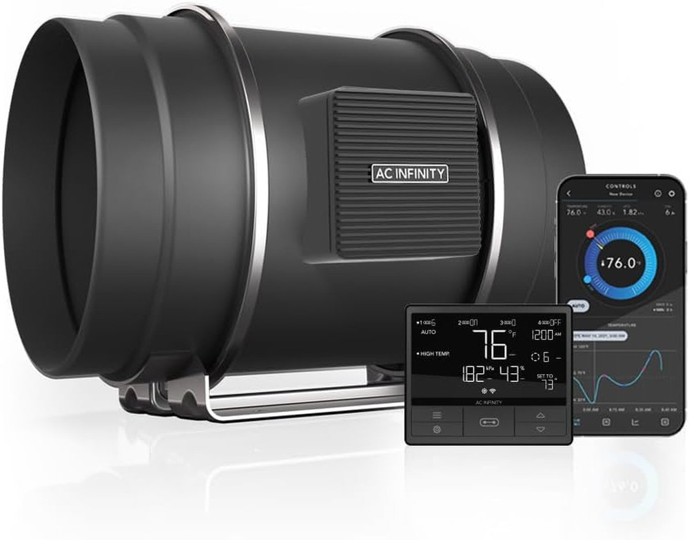 AC Infinity CLOUDLINE PRO T8, Quiet 8” Inline Duct Fan with Temperature Humidity