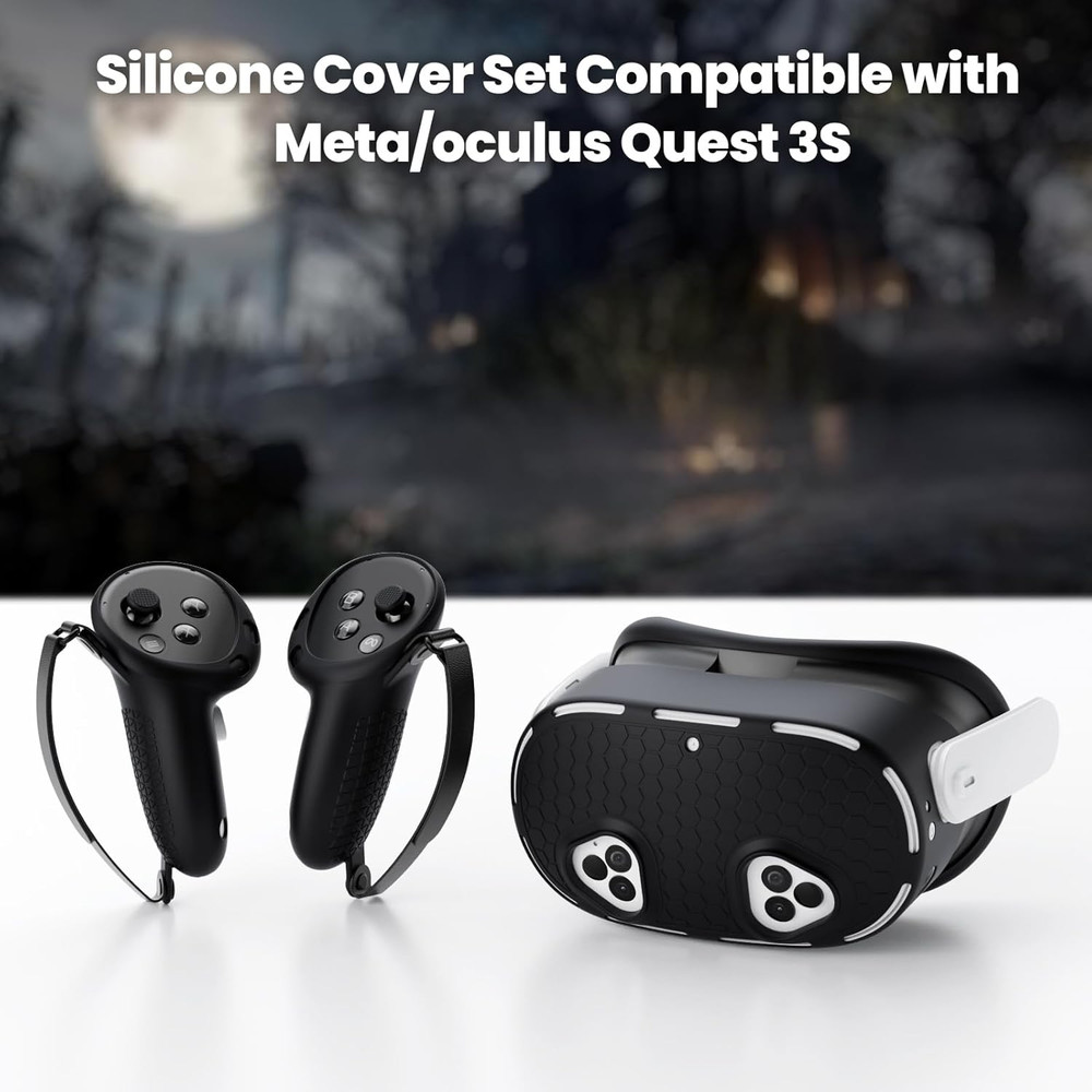 Silicone Cover Set Compatible with Meta/Oculus Quest 3S Accessories, VR Silicone